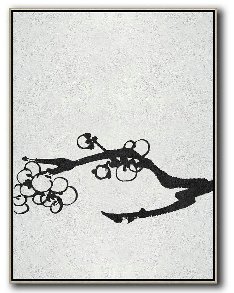 Original Abstract Oil Paintings,Black And White Minimal Painting On Canvas - Canvas Wall Art Home Decor